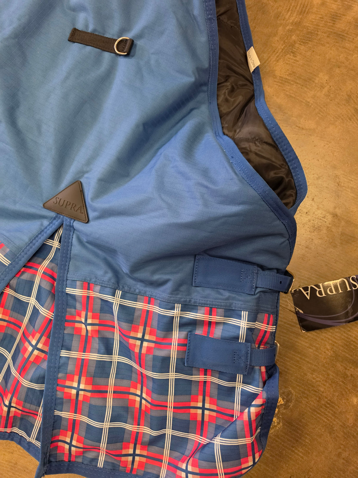 NEW Turq. Winter Blanket Pink Plaid Trim