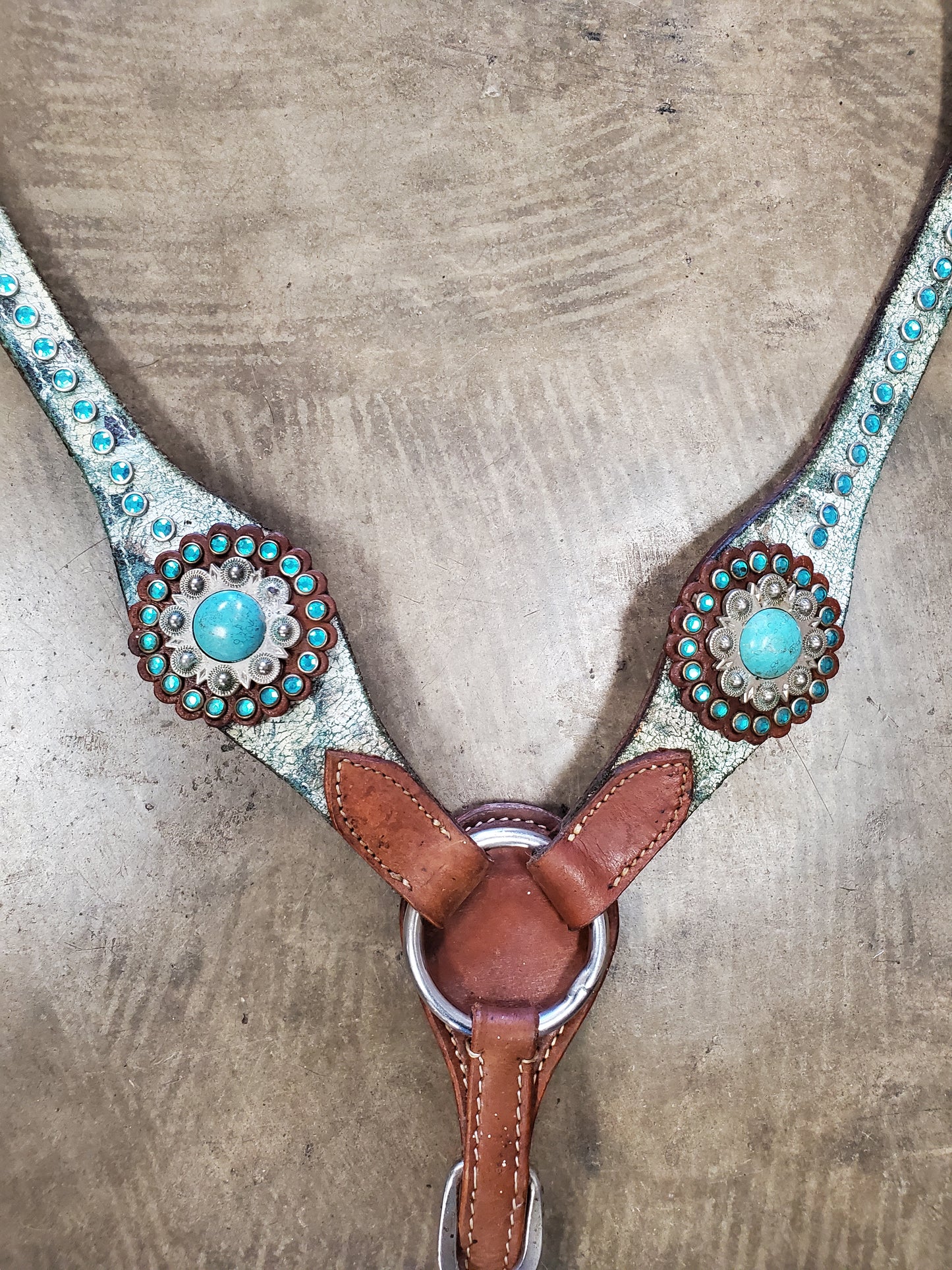 Turq. Bling Breast Collar