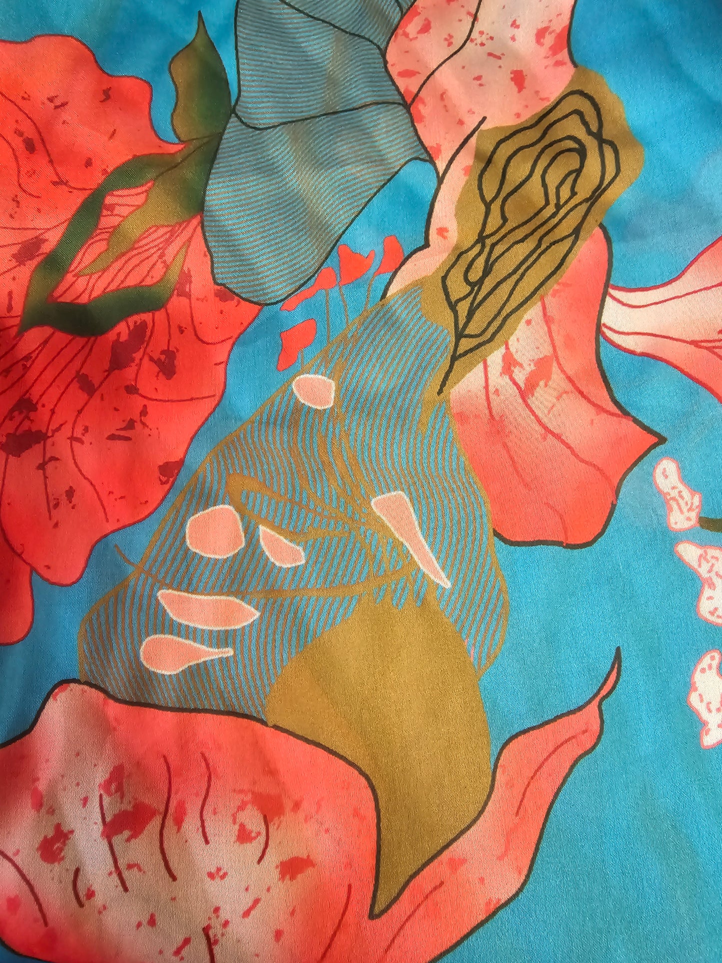 Blue Pink Floral Wildrag
