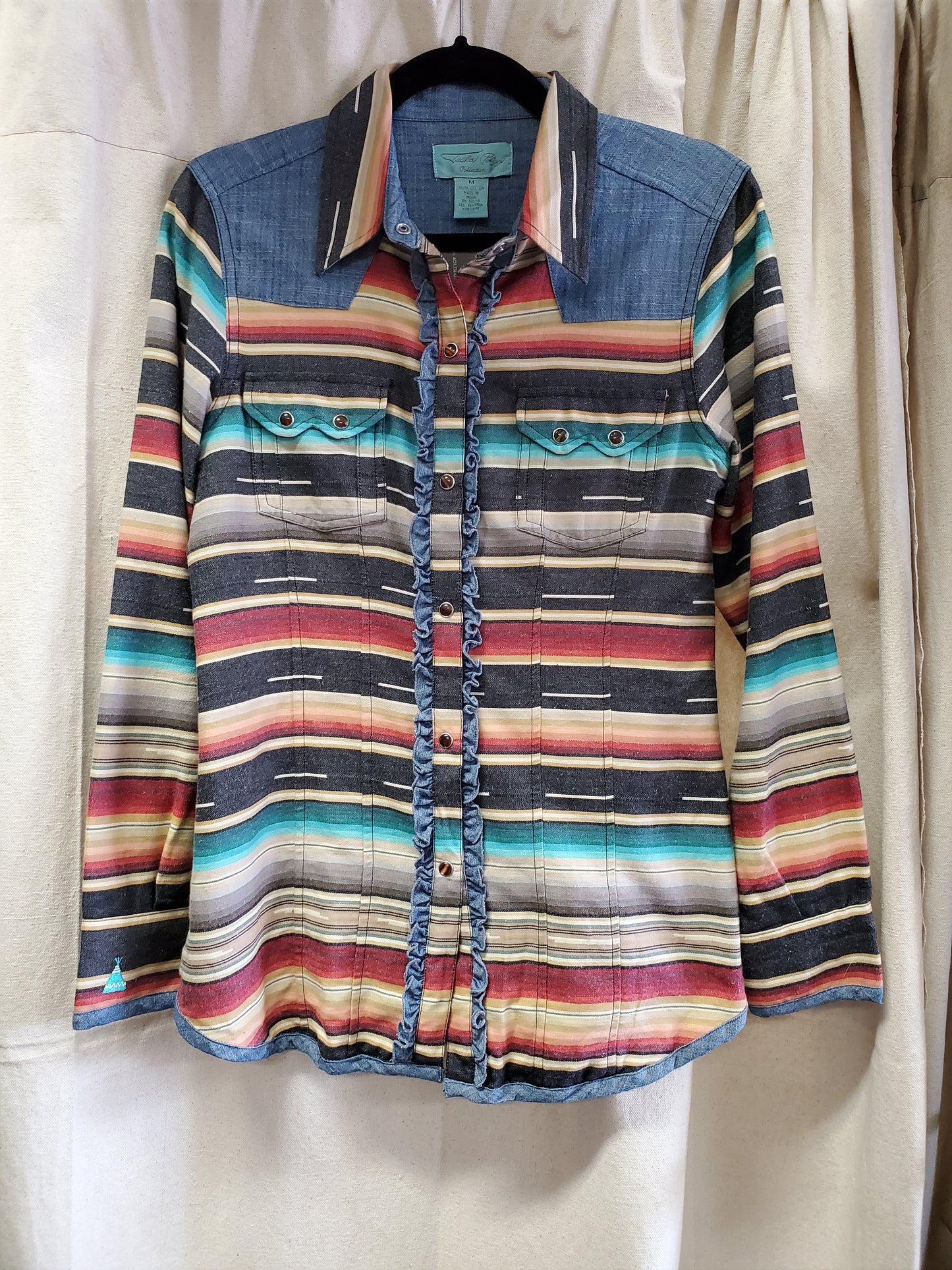 Tasha Polizzi Serape-Denim Blouse