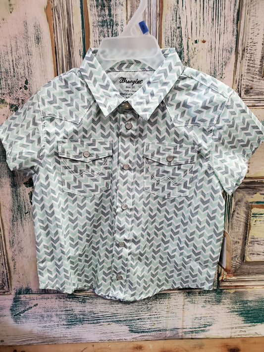 NEW Youth Green Chevron Pattern Western Shirt