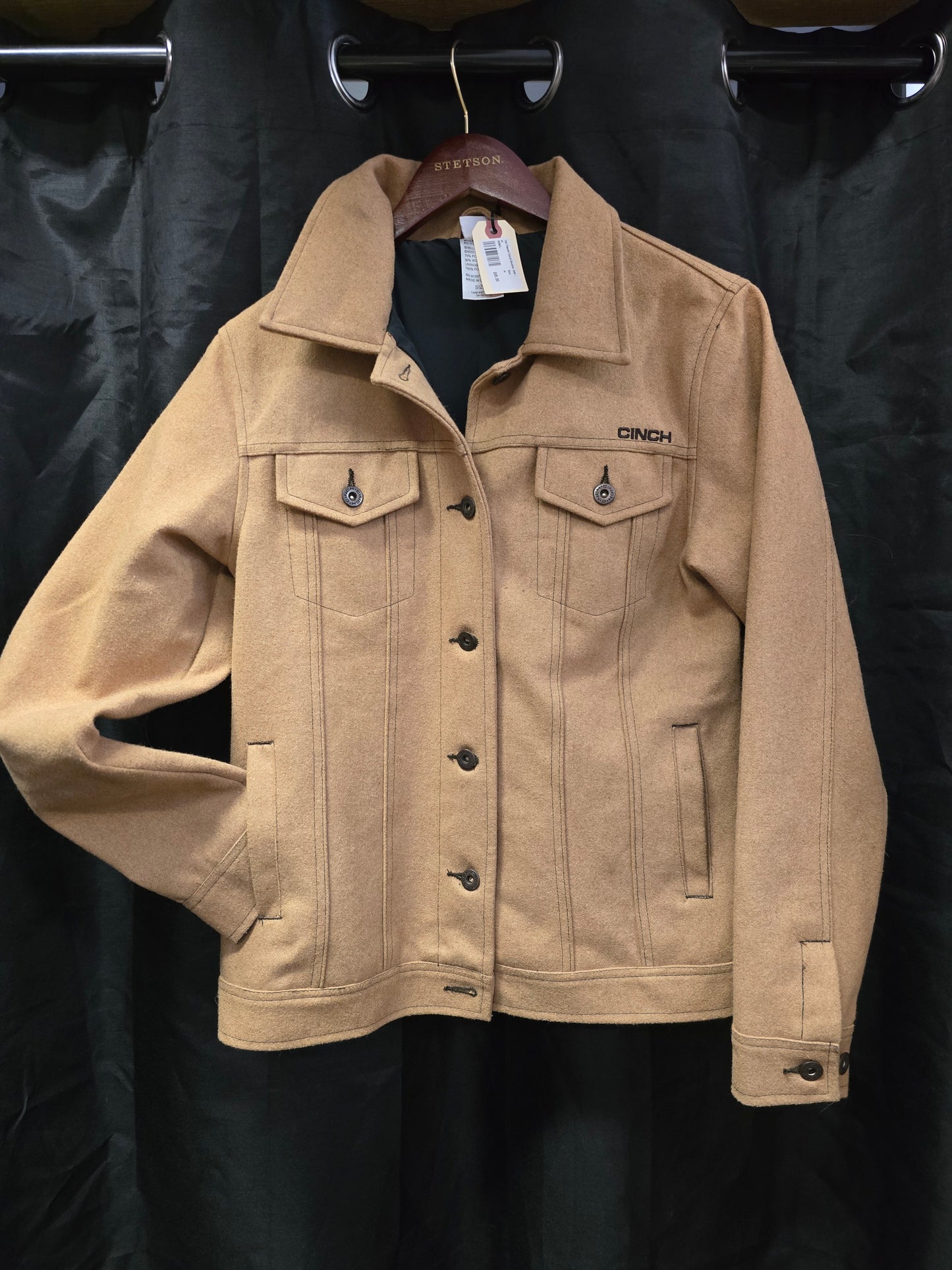 Tan Flannel Ciinch Bomber Jacket