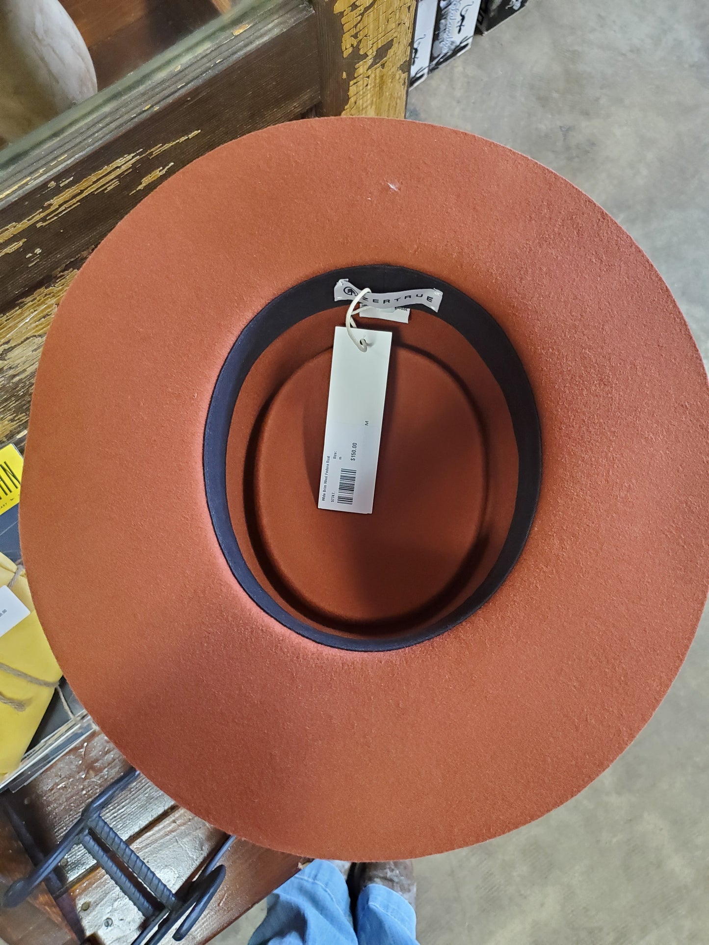 Wide Brim Wool Fedora Rust