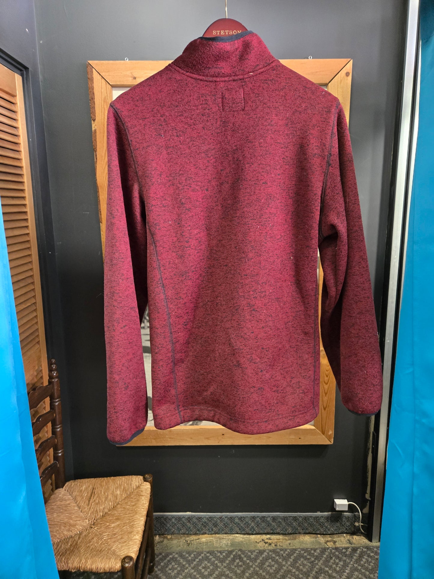 Maroon Cinch Zip Up Sweater