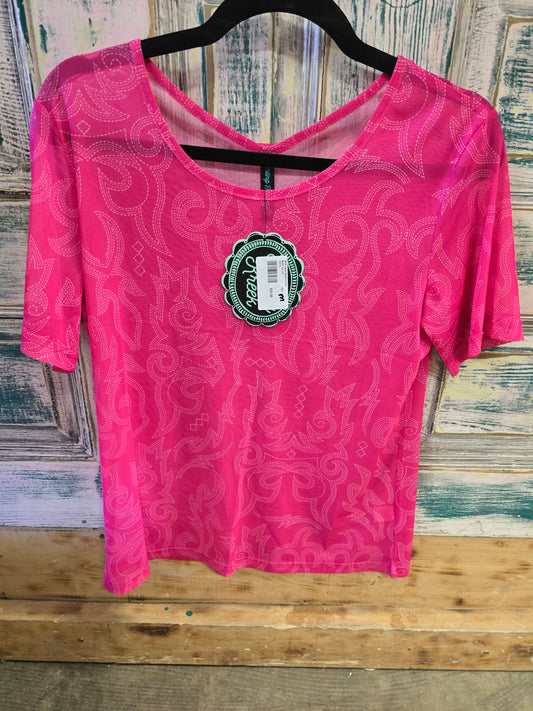 NEW Ladies Western Print              Mesh Top