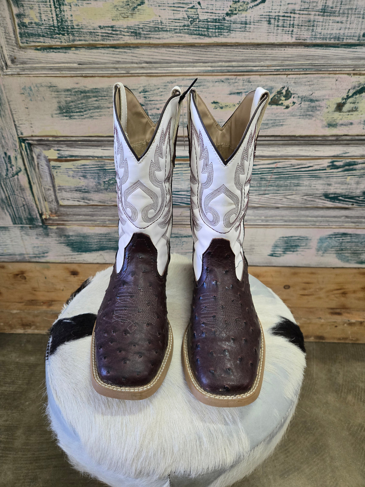 Men's White Topped Sq.Toe Boots
