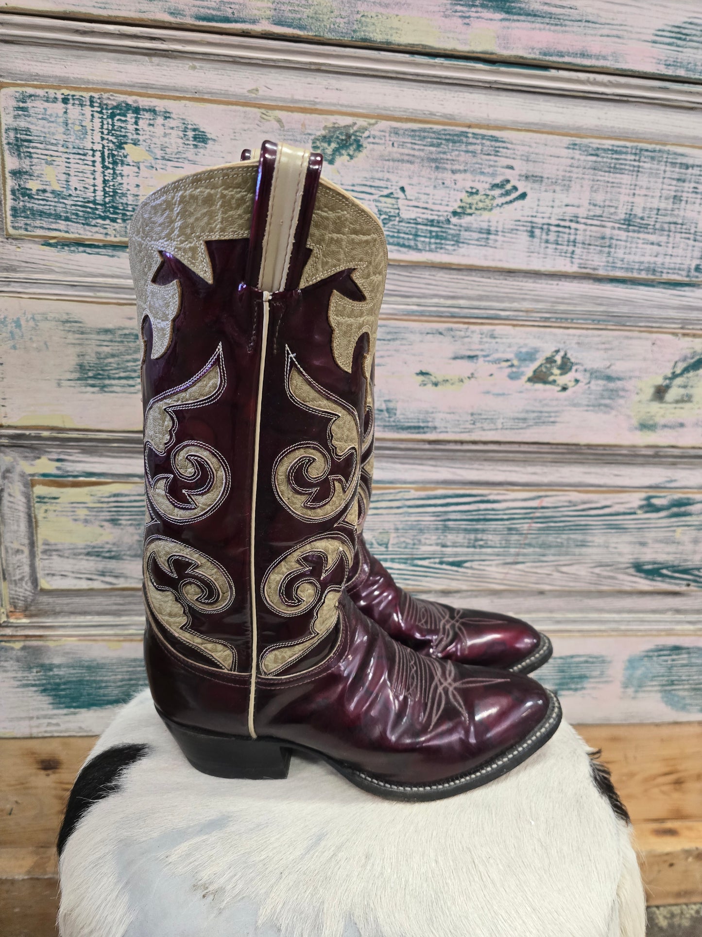 Vintage Pattened Leather Boots
