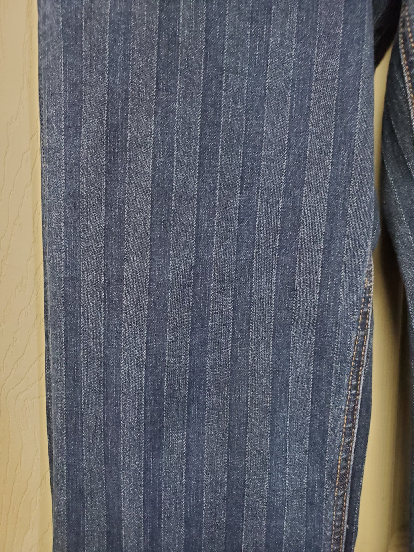 High Rise Striped Dark Trouser Jeans