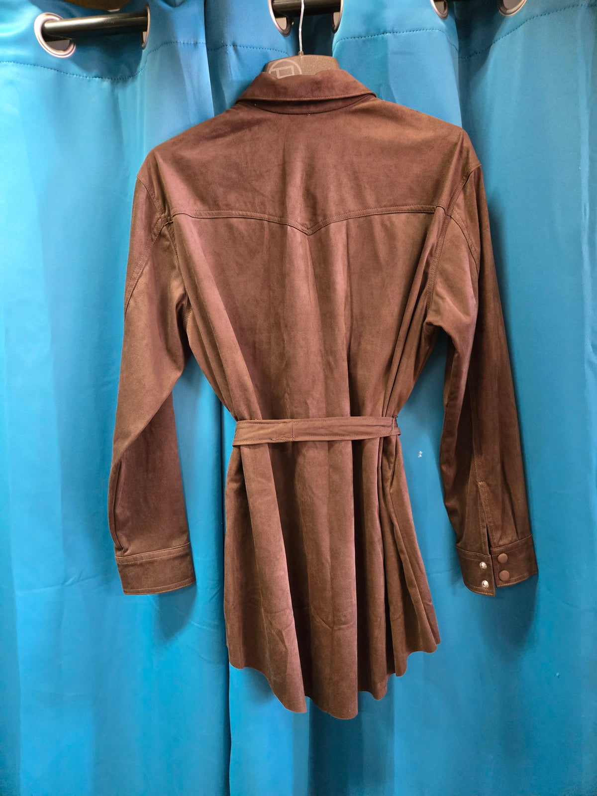 Brown Ultra Suede Shirt-Tie Waist