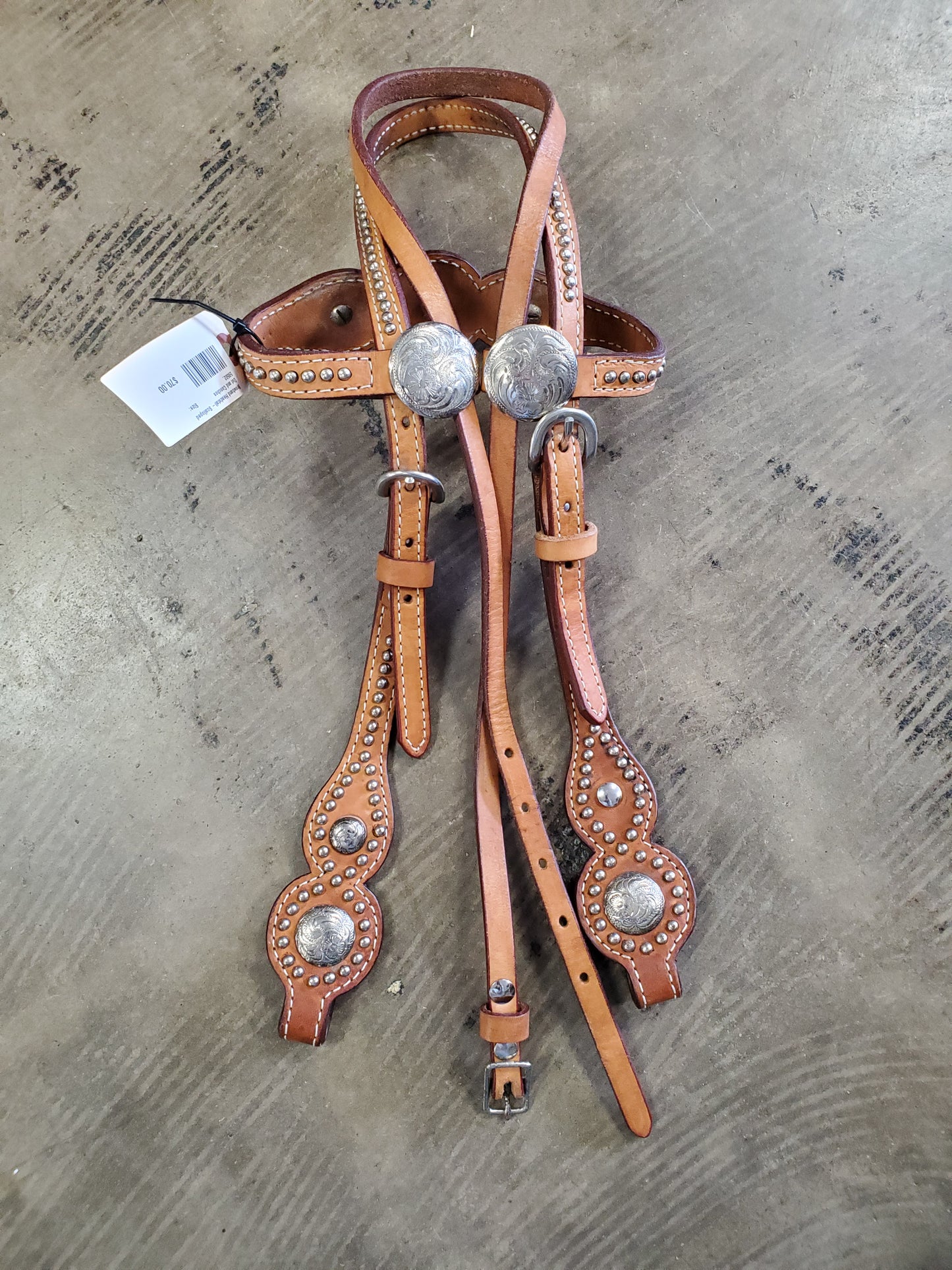 Browband Headstall- Scalloped Dot and Conchos