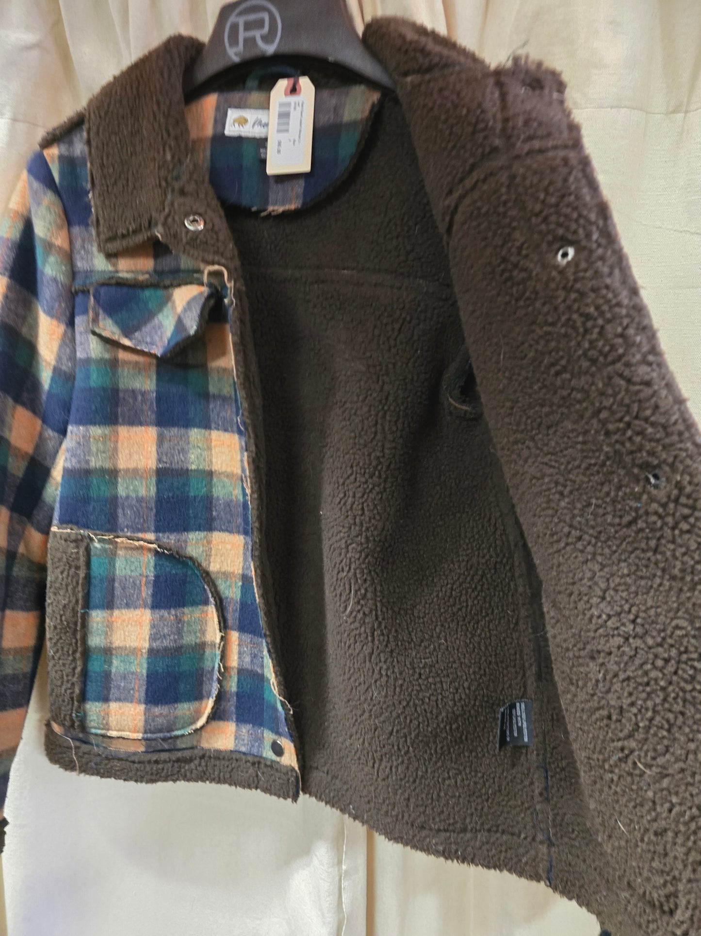 Plaid Flanel Jacket/ Sherpa Lined
