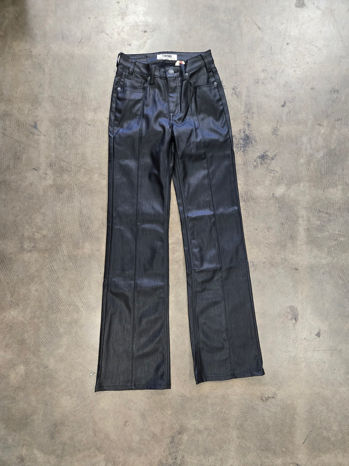 NEW Black Faux Leather High Rise Flare Jeans