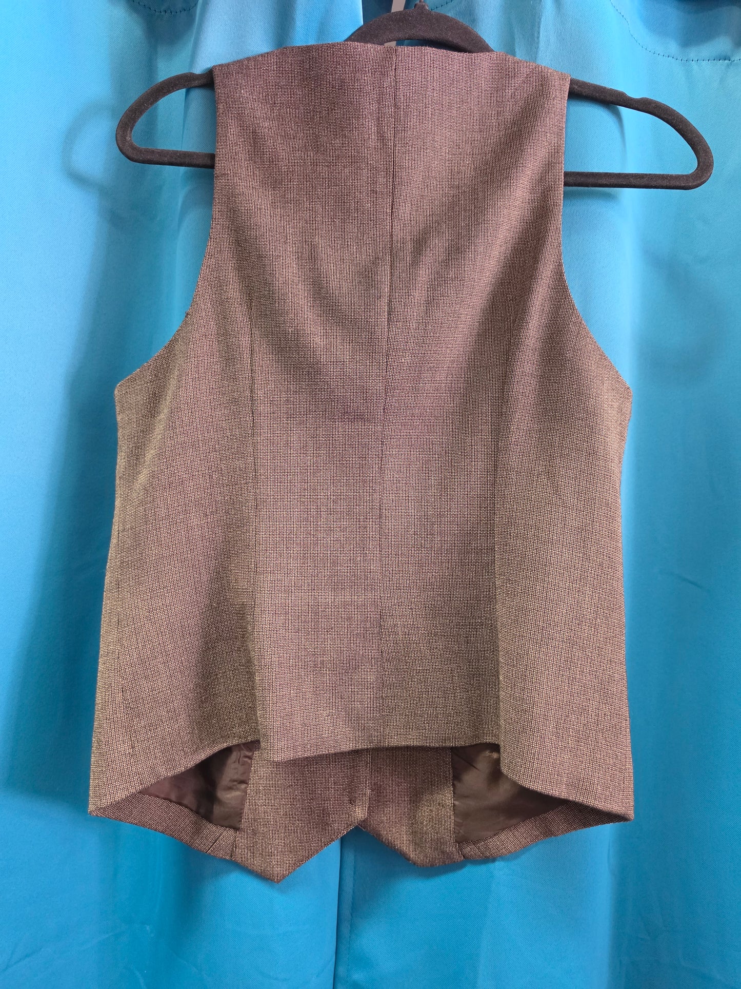 Ladies Brown Plaid Vest