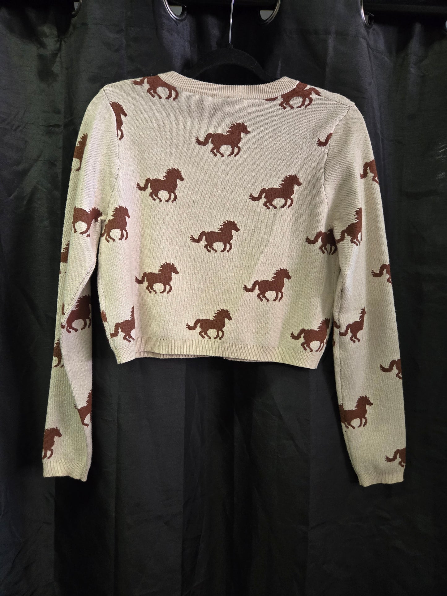 Cropped Horse Print Cardigan