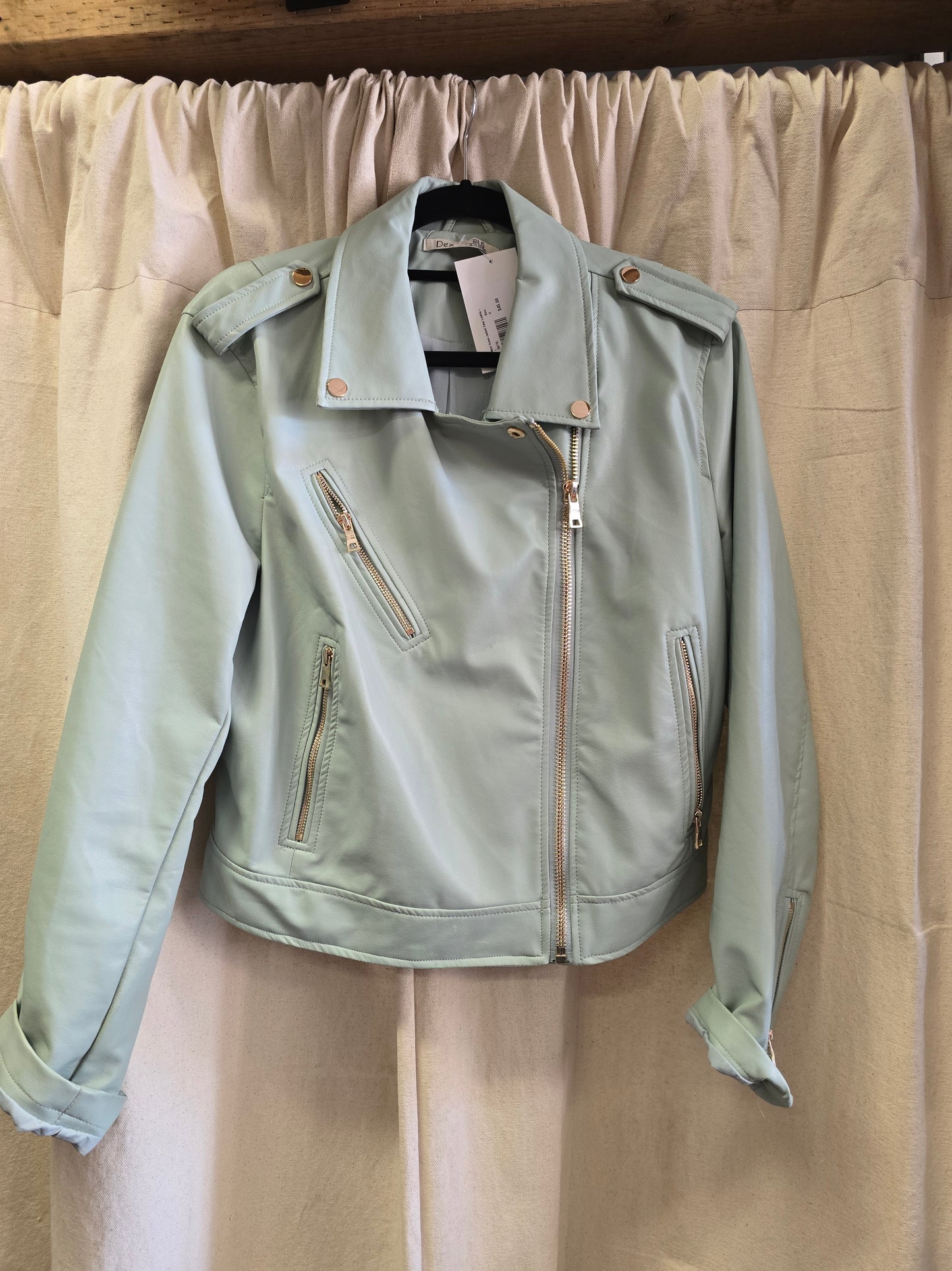 Mint Green Jacket/ Faux Leather
