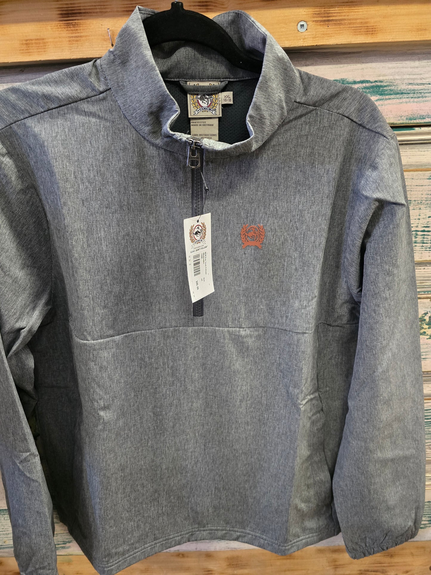 NEW Grey Cinch Pullover Windbreaker