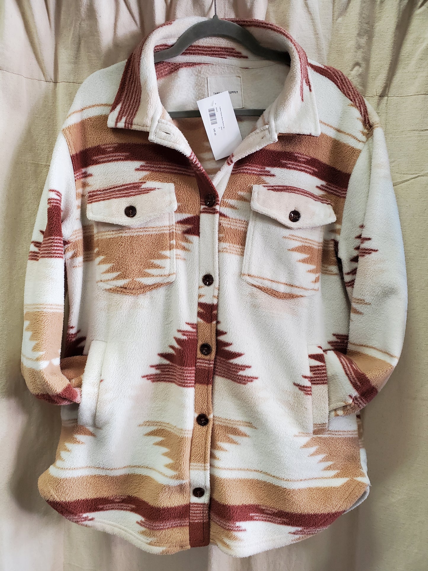 Ladies Fleece Aztec Button Up