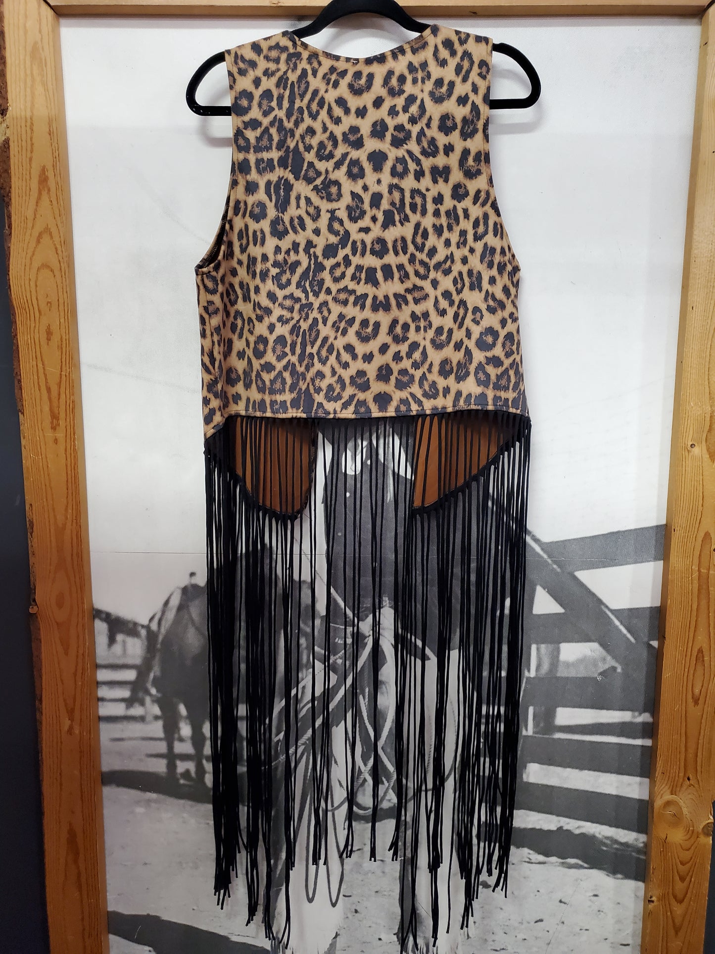 Animal Print Fringed Vest