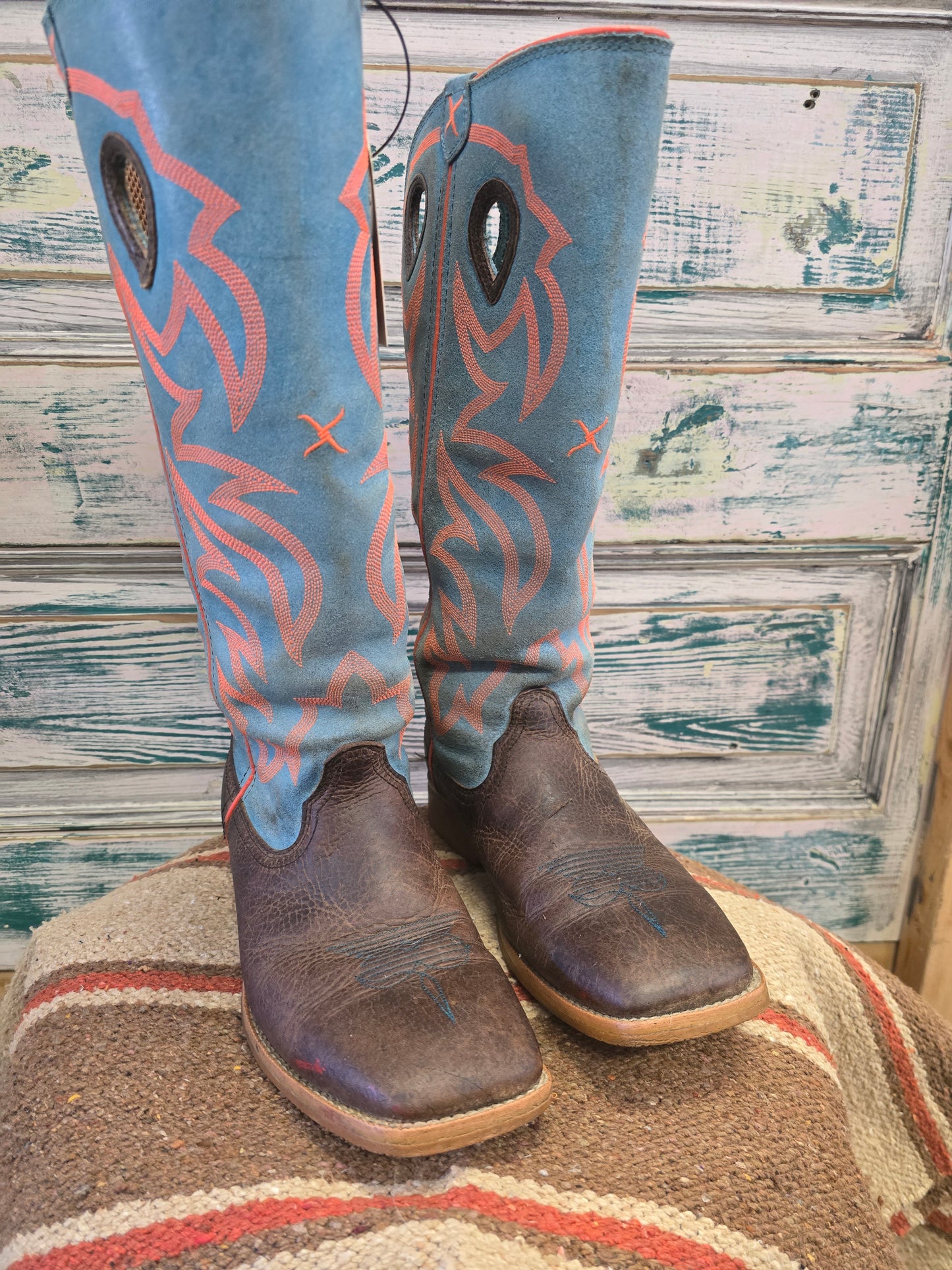 Turquoise Electric Cowboy Stove Top Boot