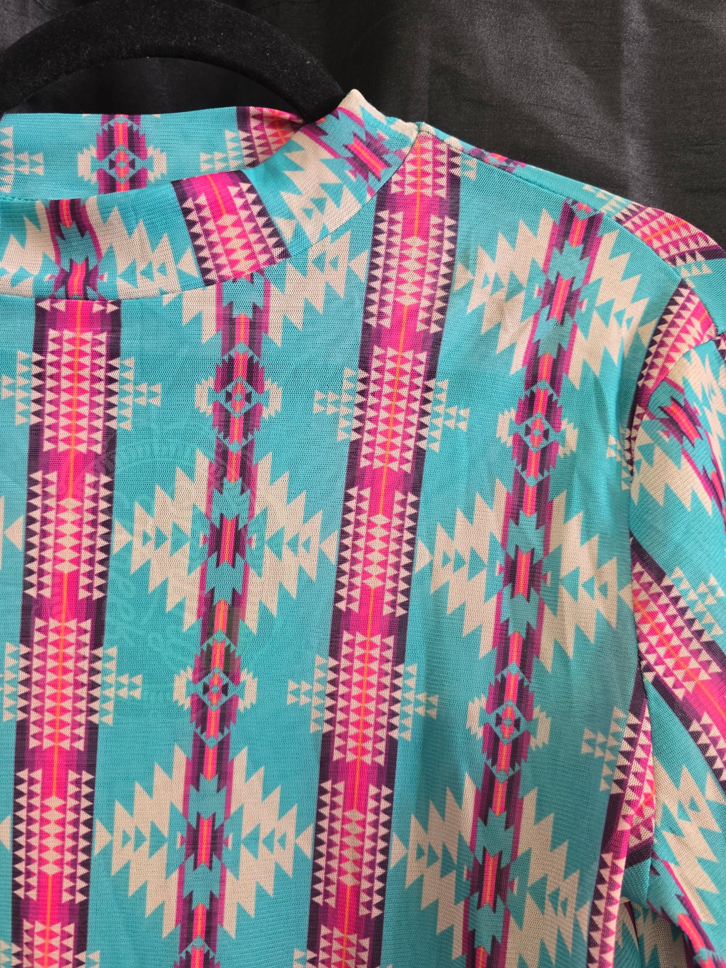 NW Ladies Teal-Pink Aztec Mesh Top