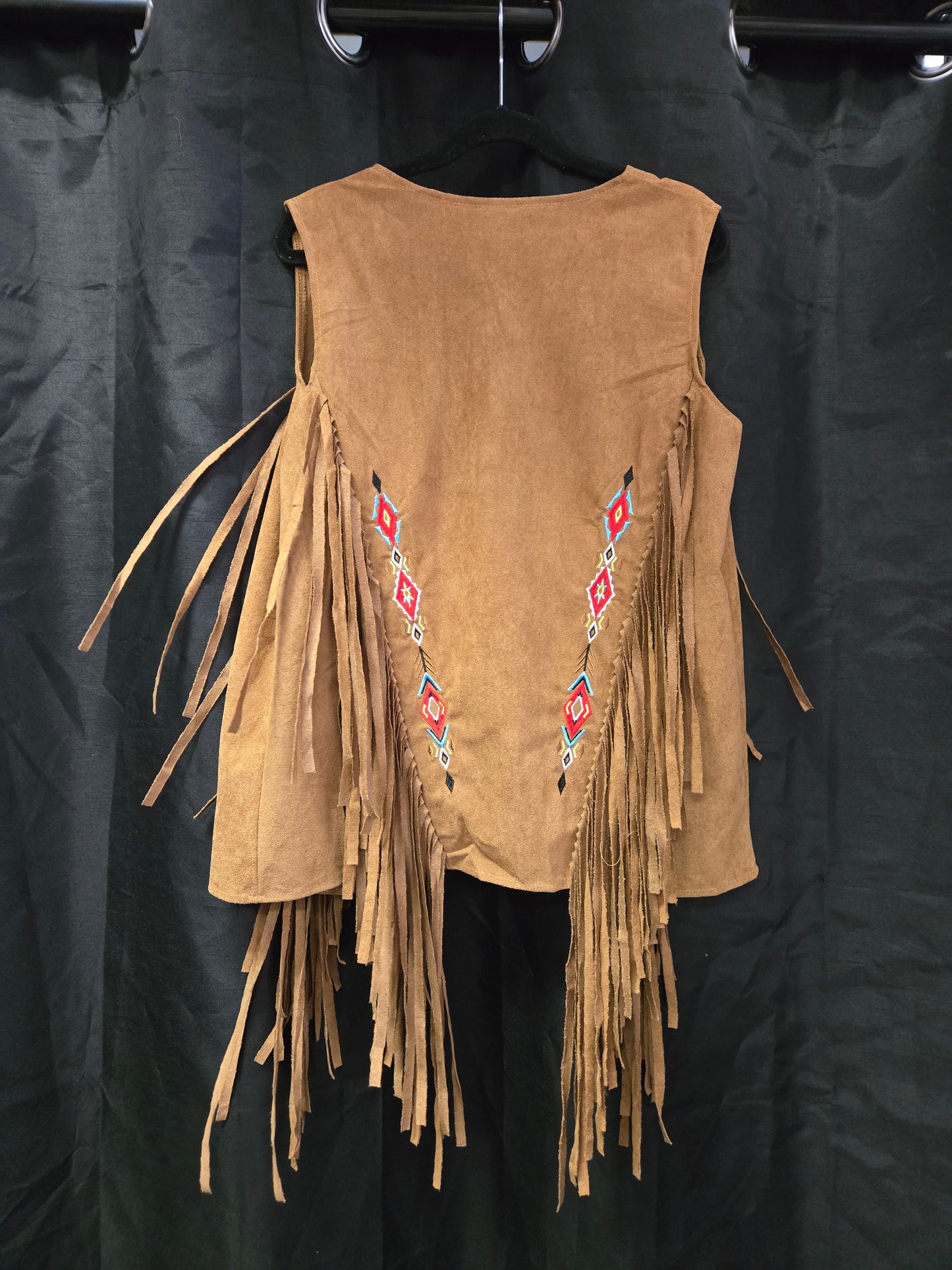 Girls Tan Fringe Vest