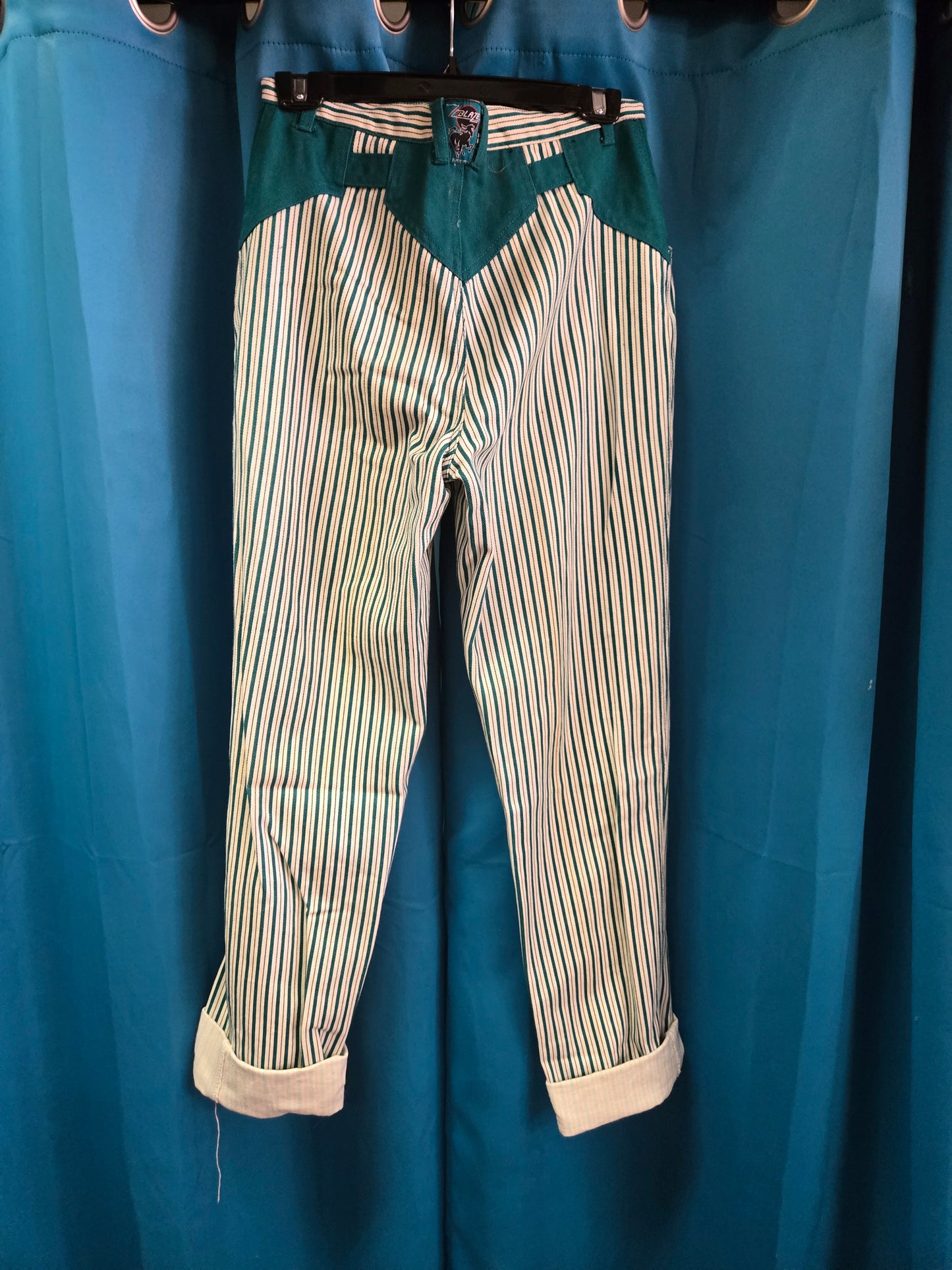 Vintage Teal Striped Jeans