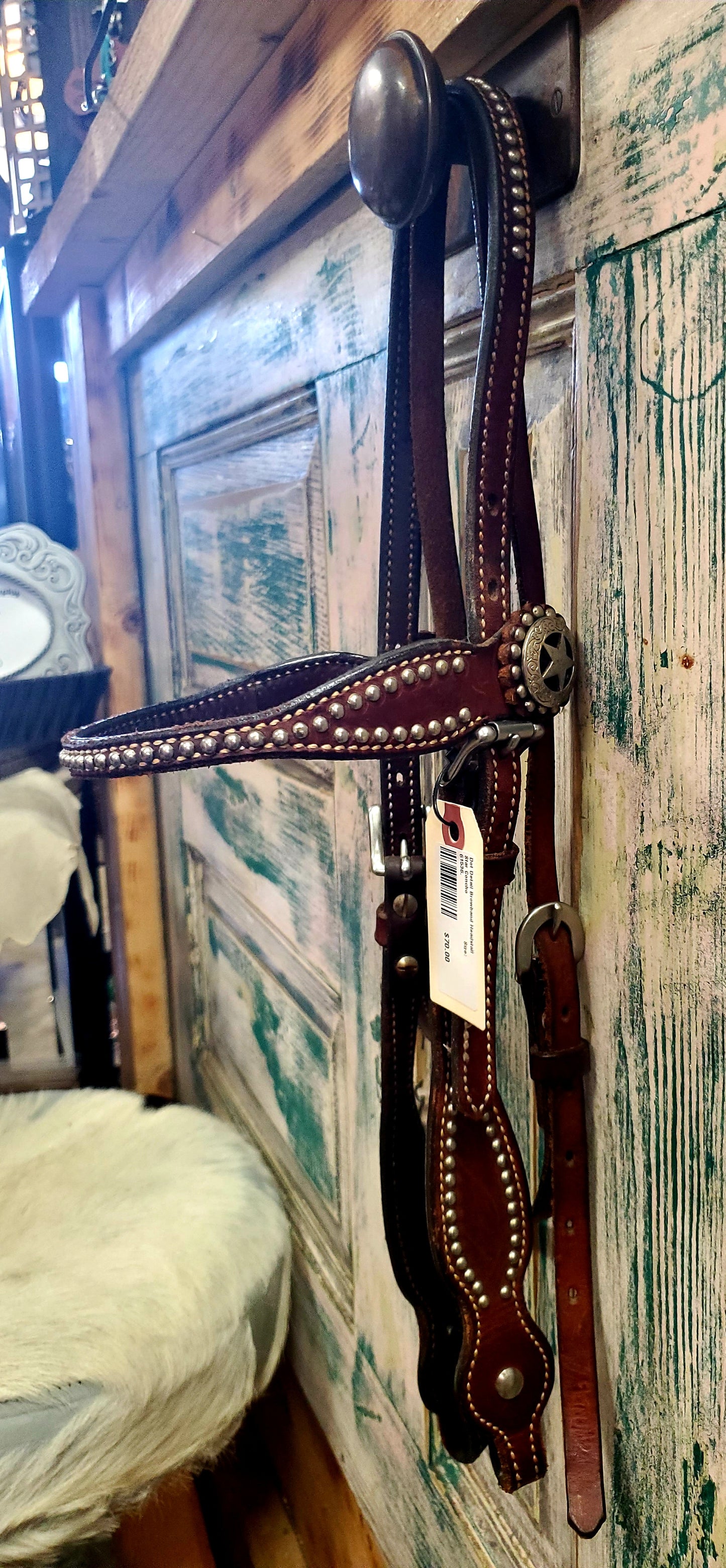 Dot Detail Browband Headstall           Star Concho