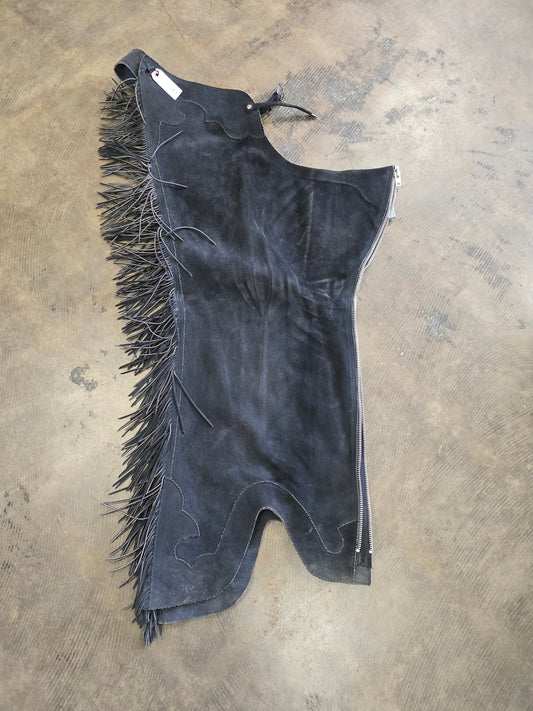 Blue/Grey Full Zip Chaps-Fringed