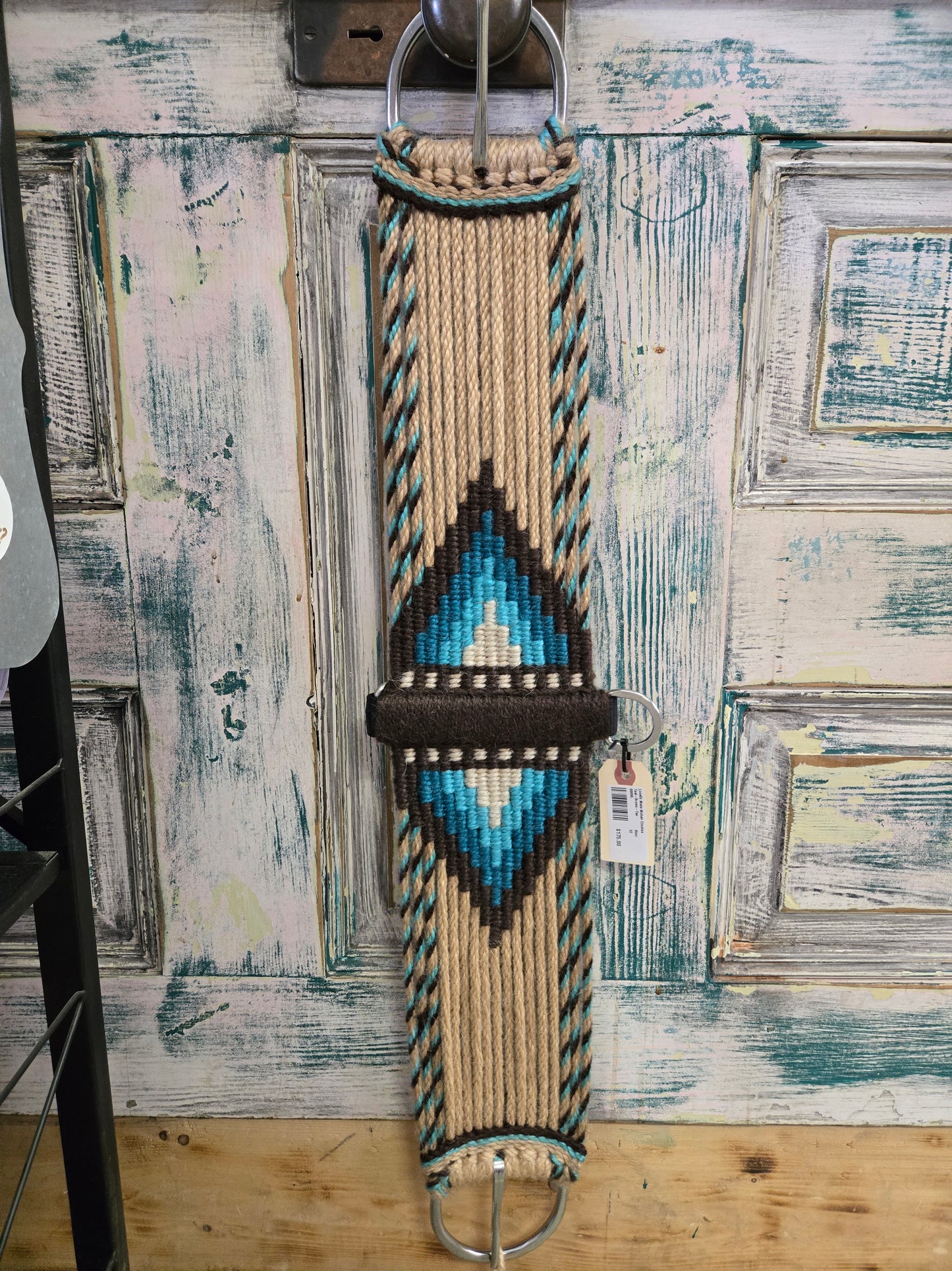 Locally Made Mohair Cinches Teal-Brown-Tan