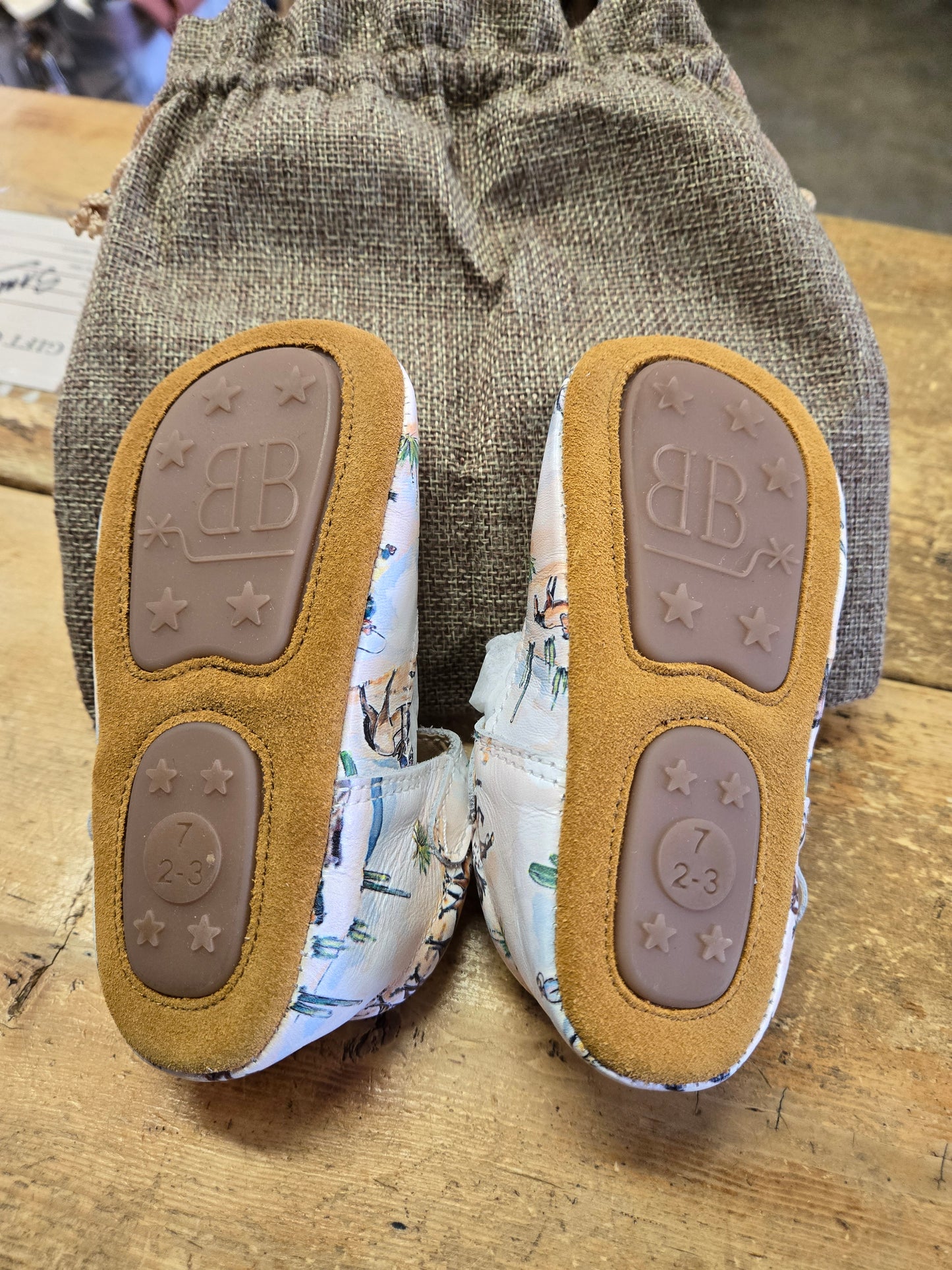 Kids Cactus Cowboy Print Moccasins