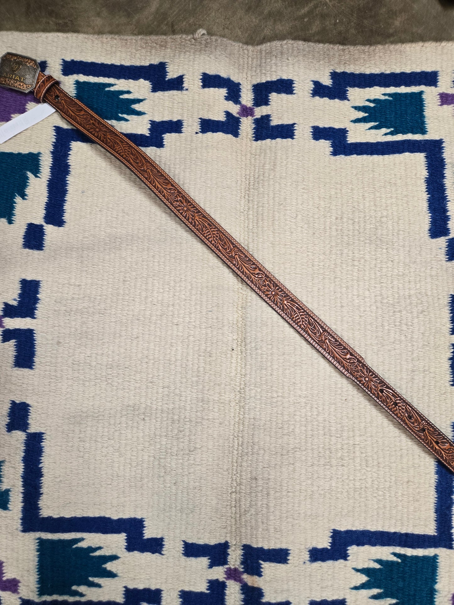 NEW Carved Leather Belt W/Buckle