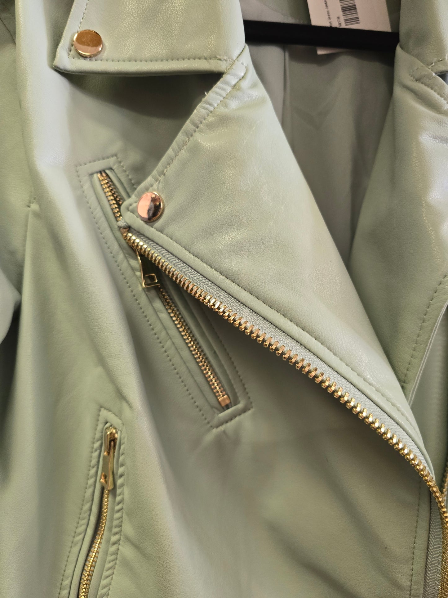 Mint Green Jacket/ Faux Leather