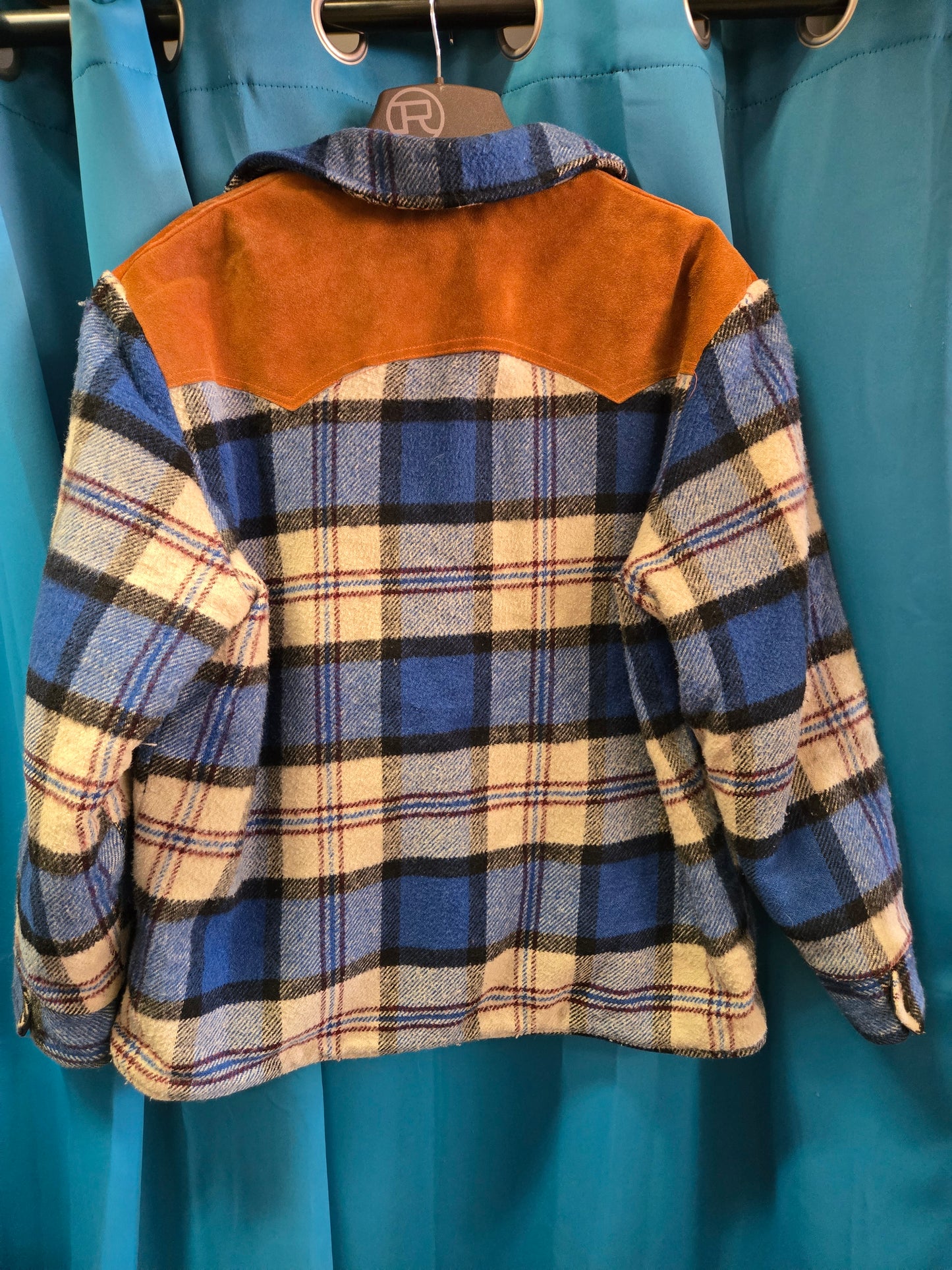 Vintage Plaid Jkt. Leather Trim