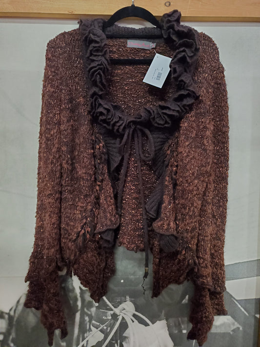 Black- Rust Ruffle Cardigan