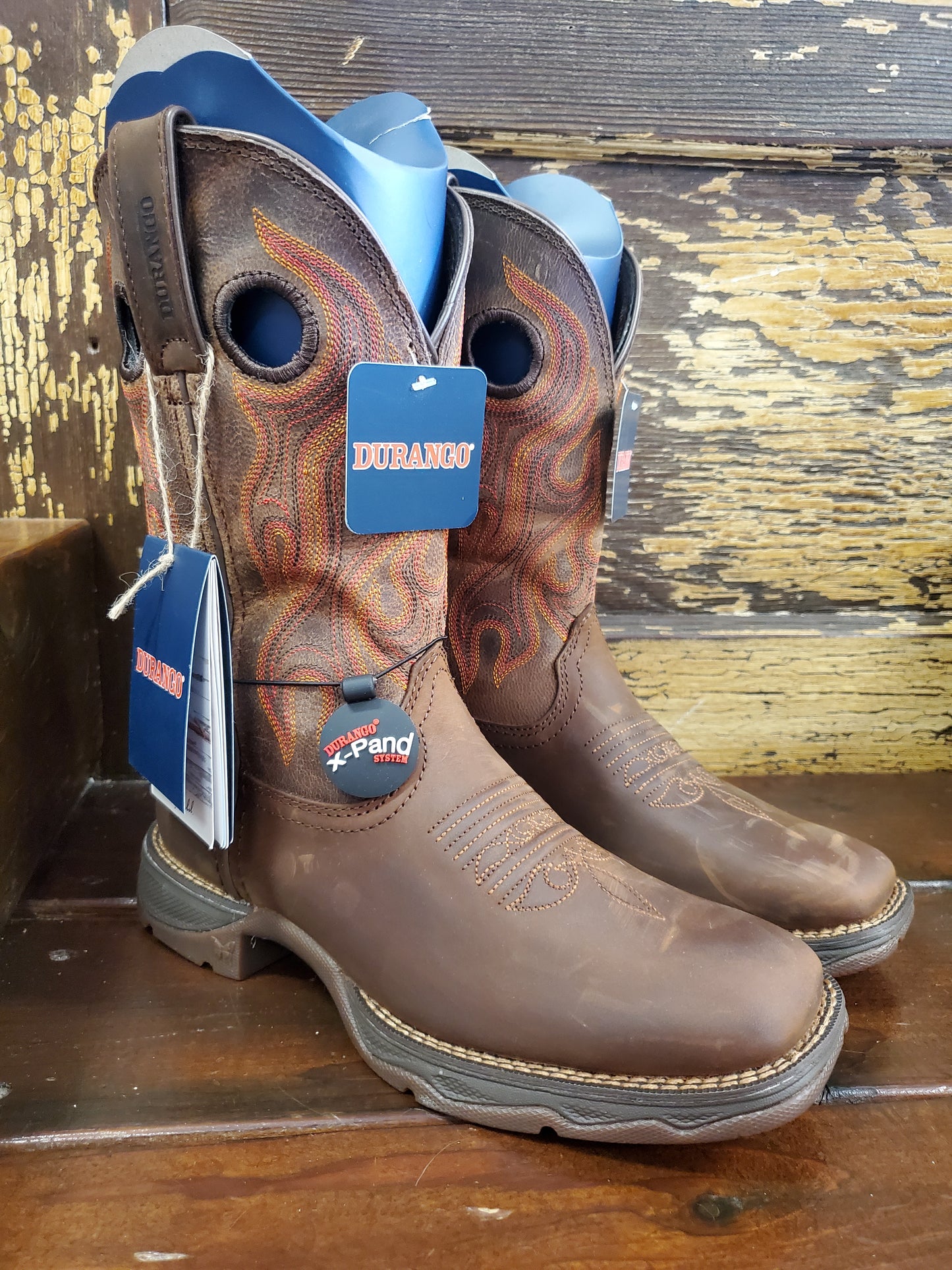 New Durango Boots/Non Slip        Brown/Orange Stitch