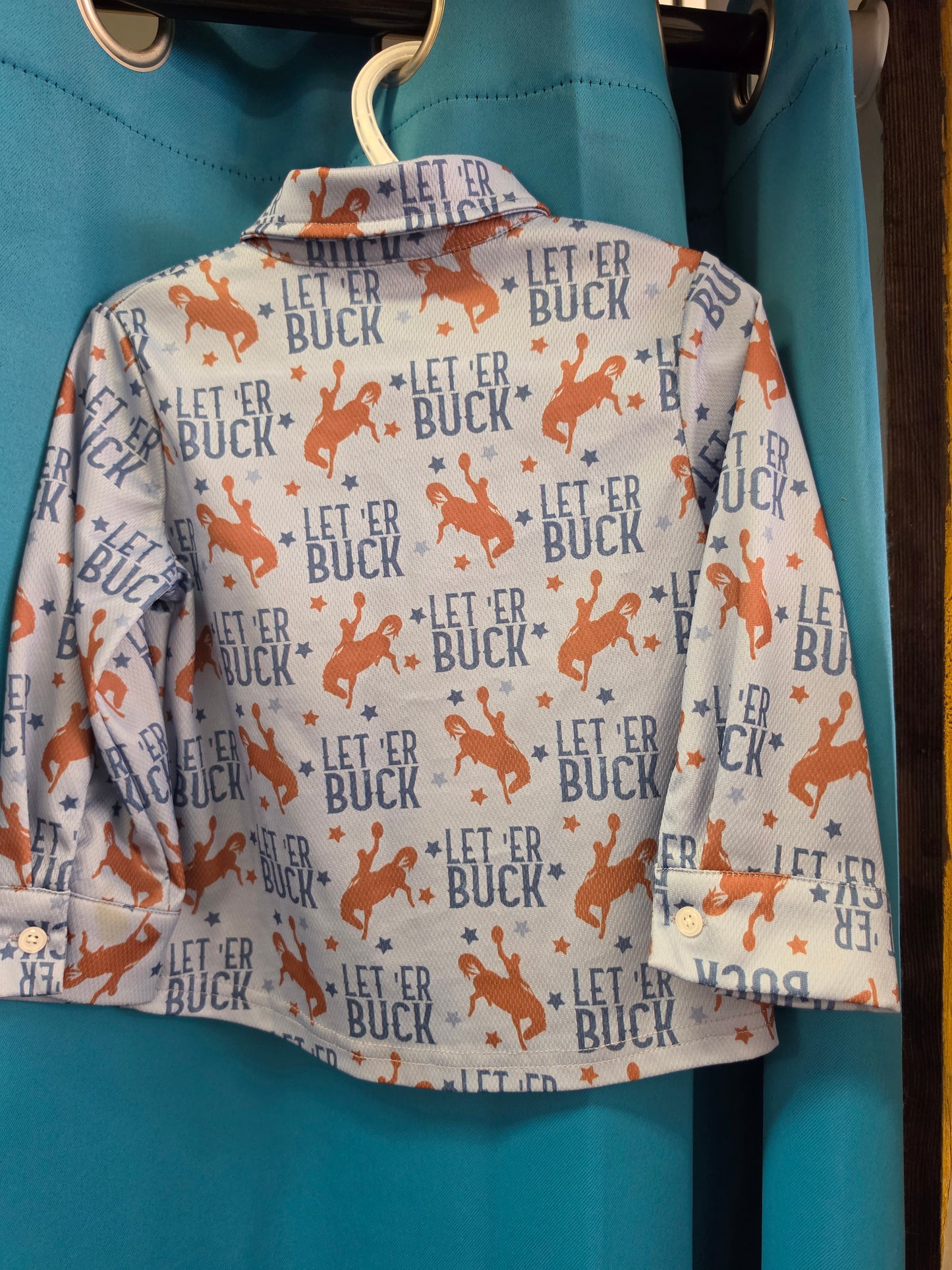 Blue Western Print Shirt... Let'r Buck
