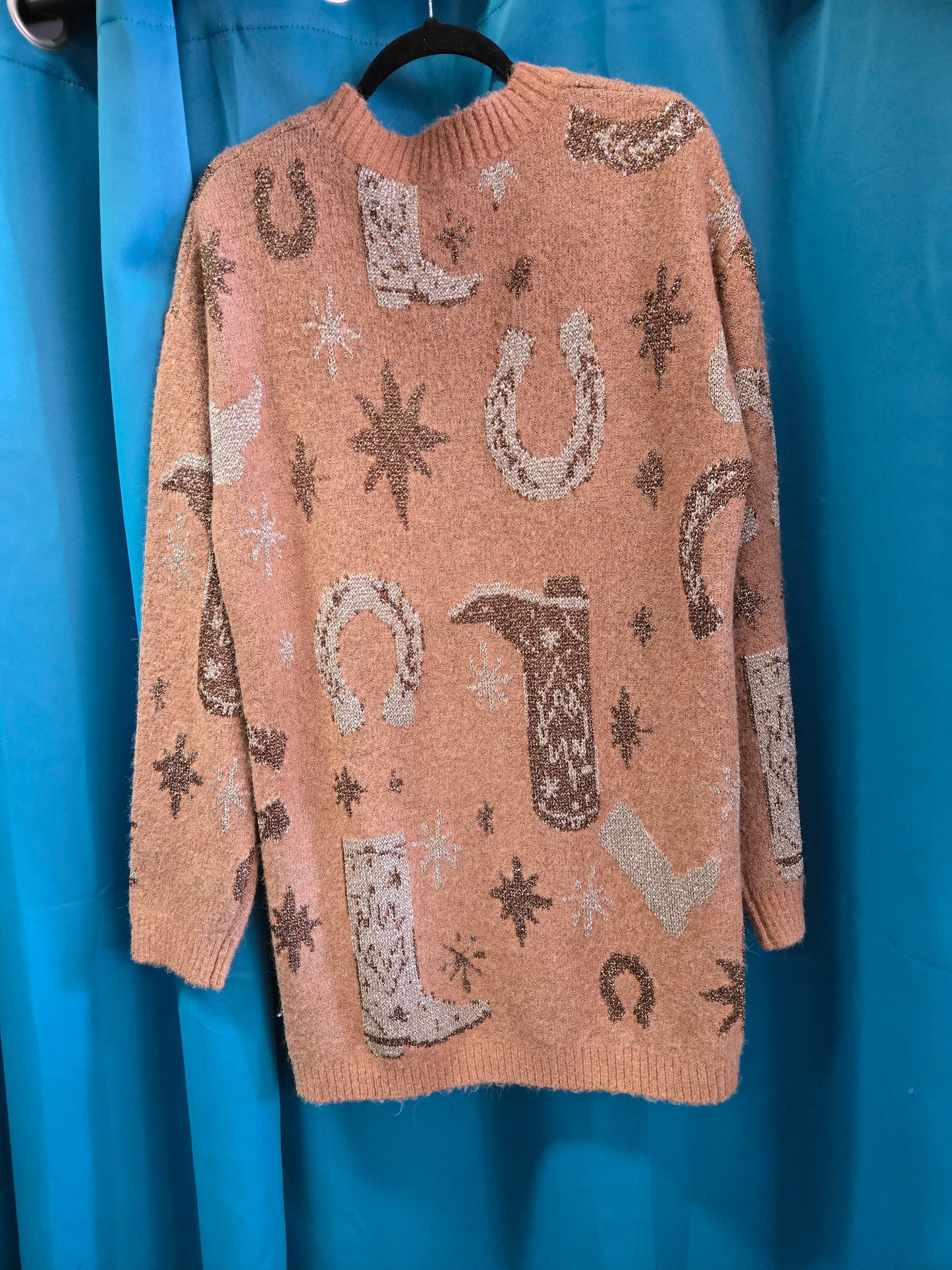 Knit Cardigan Sparkle Western Print