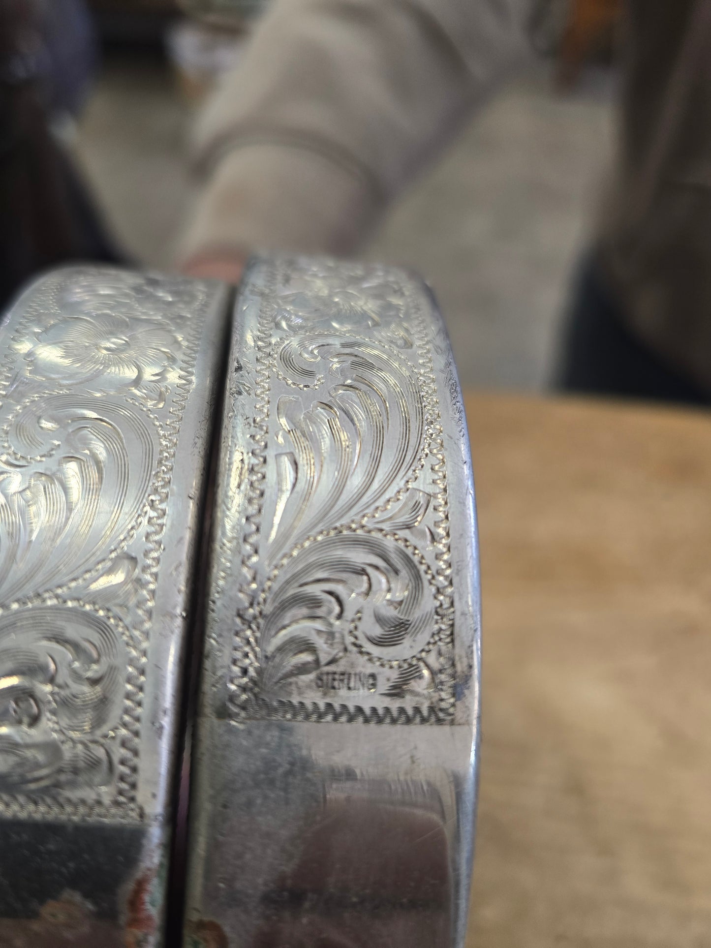 Tooled Silver Wrapped                    Oxbow Stirrups