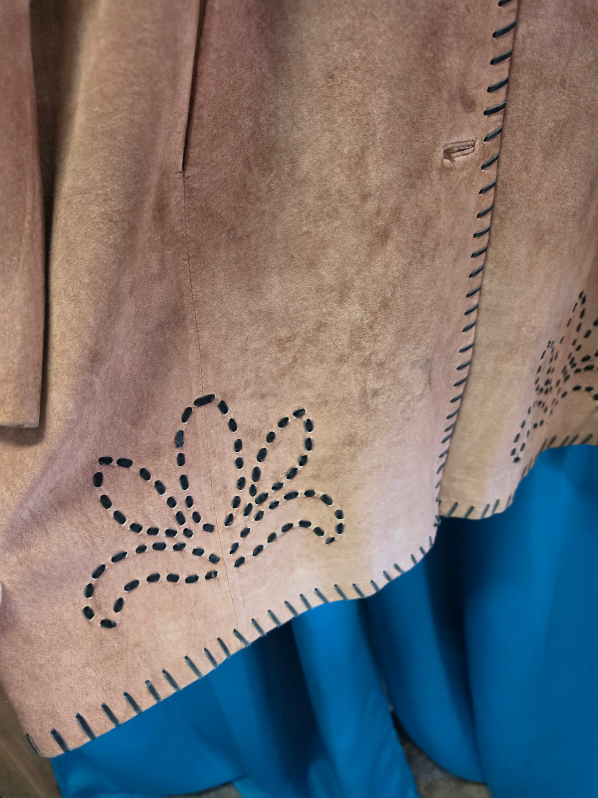 Brown Western Suede Long Jacket