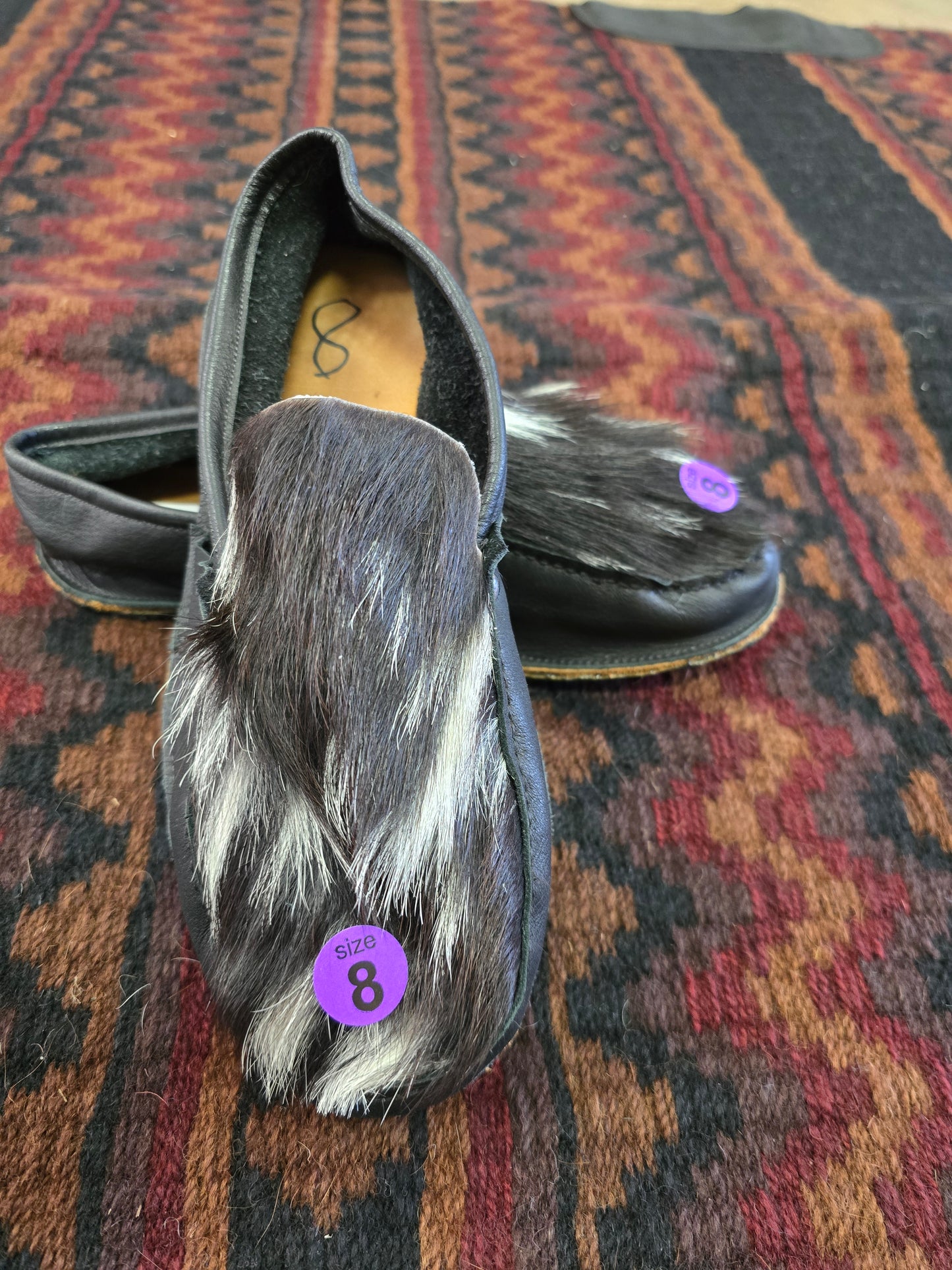 Black/White Hair on Hide Slip Ons