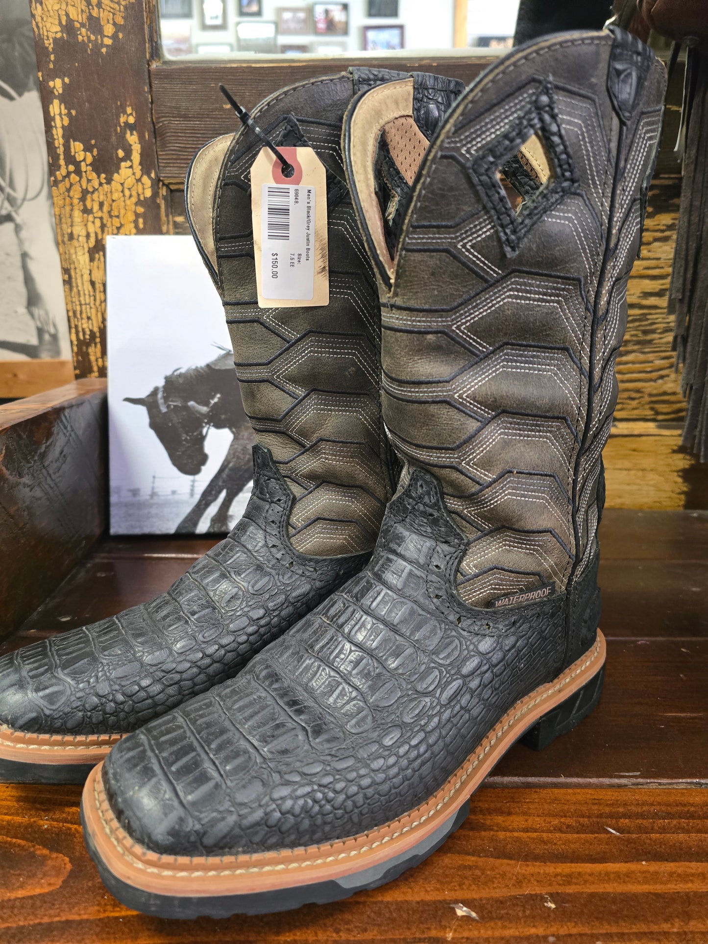 Men's Black/Grey Justin Boots
