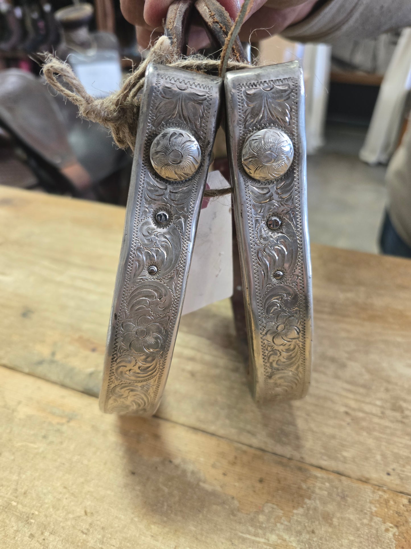 Tooled Silver Wrapped                    Oxbow Stirrups