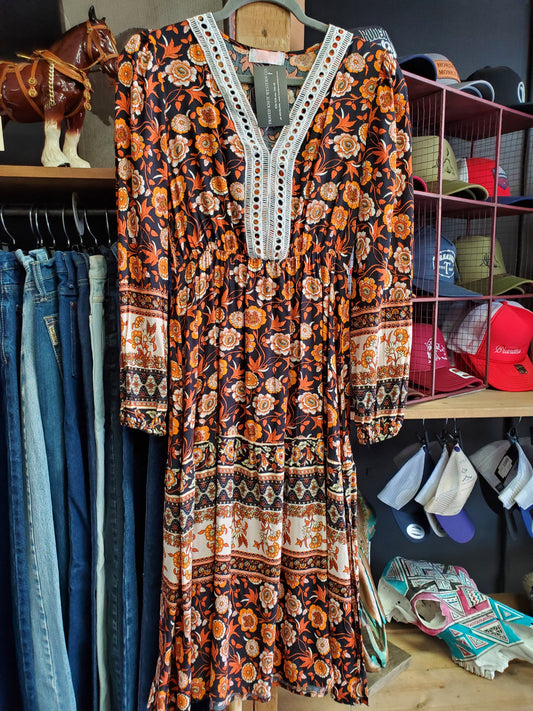 NEW Black Floral Print Dress