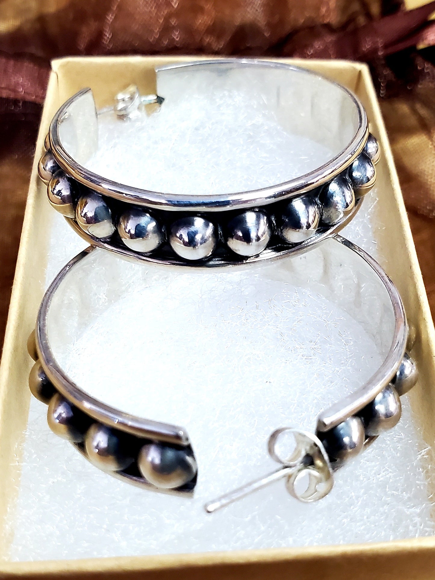 Boho Sol Dot Hoops/ Silver 925