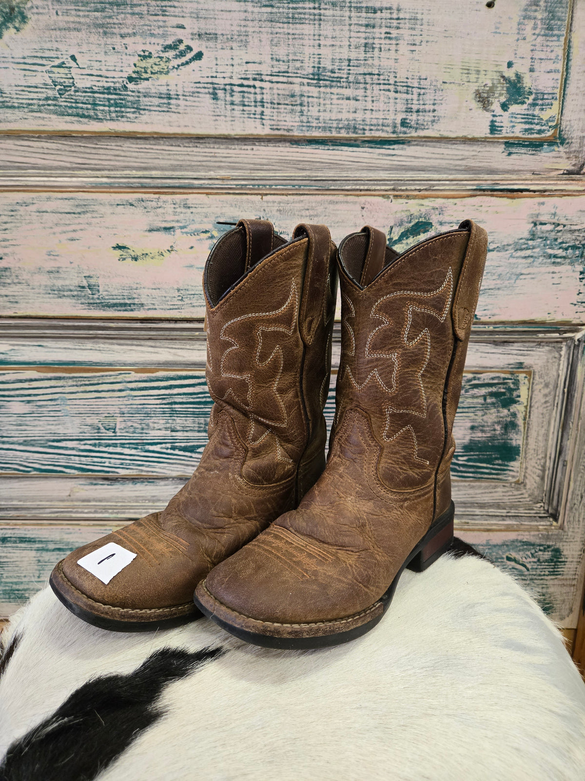 Kids Brown Sq. Toe Boots ( sz. 1)