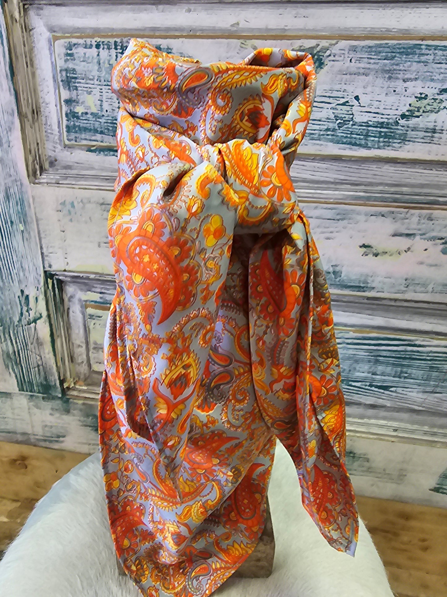Grey-Orange-Yellow Print Wildrag