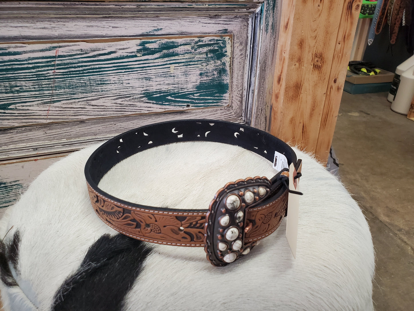 Leather Floral Tooled Kids Belt