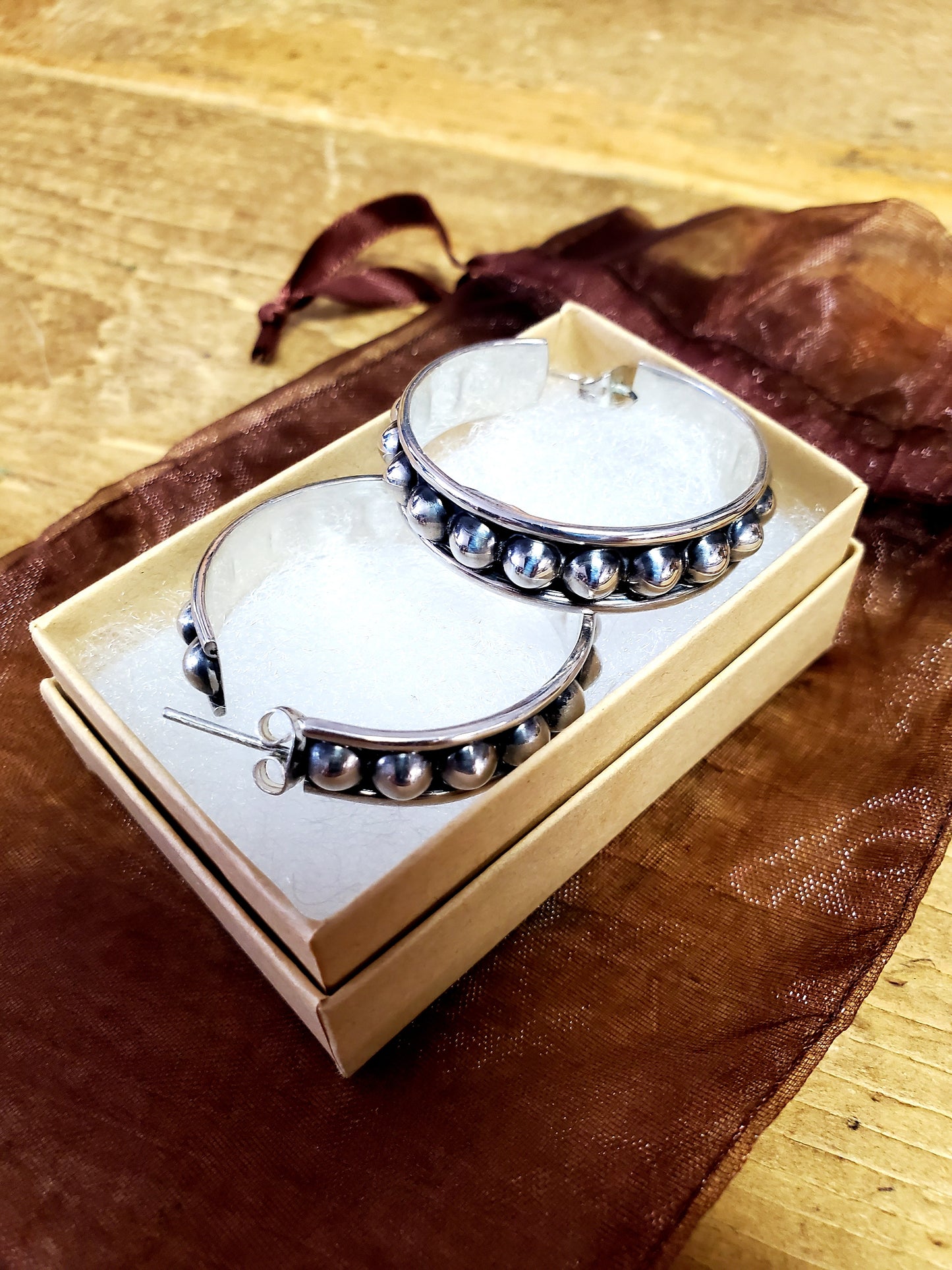 Boho Sol Dot Hoops/ Silver 925