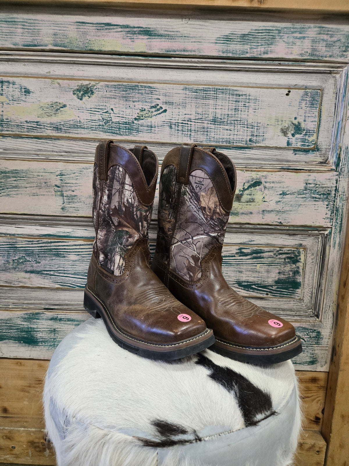 Men's Camo Top, Sq Toe Boots