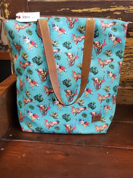 NEW Turq. Westen Print Book Bag